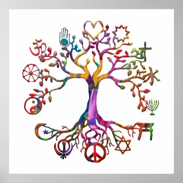 World Peace Träd Rainbow Poster (Framsidan)