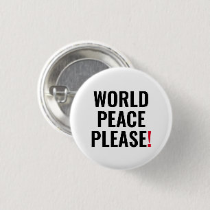 World peace, vit svart text mot krig knapp
