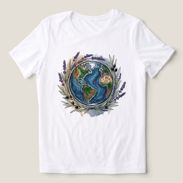 World Peace Watercolor Art T Shirt (Design Framsida)