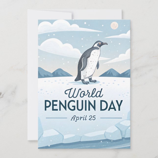 World Penguin Day Winter Nature Illustration Kort (Framsida)
