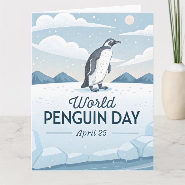World Penguin Day Winter Nature Illustration Kort (Framsida)