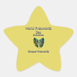 World Pneumonia Day. Ekver Pneumoni. Stjärnformat Klistermärke