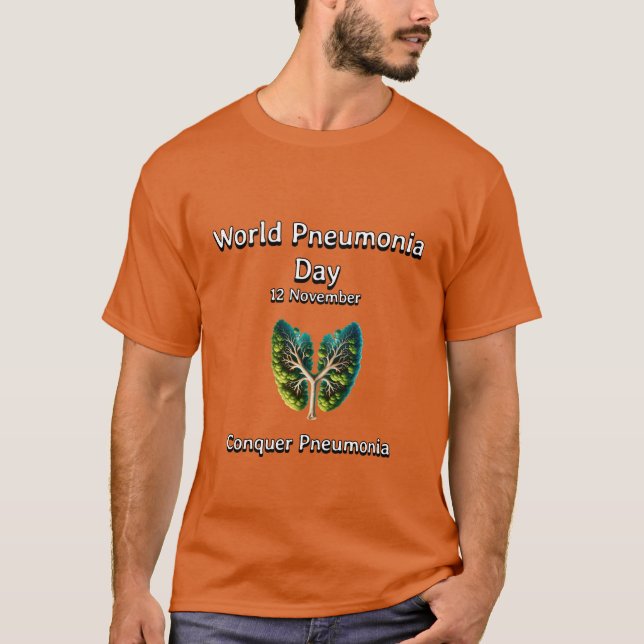 World Pneumonia Day. Ekver Pneumoni. T Shirt (Framsida)