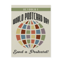 World Postcard Day med färgstarka fyrkantiga fyrka