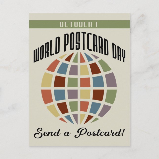 World Postcard Day med färgstarka fyrkantiga fyrka Vykort (Framsida)