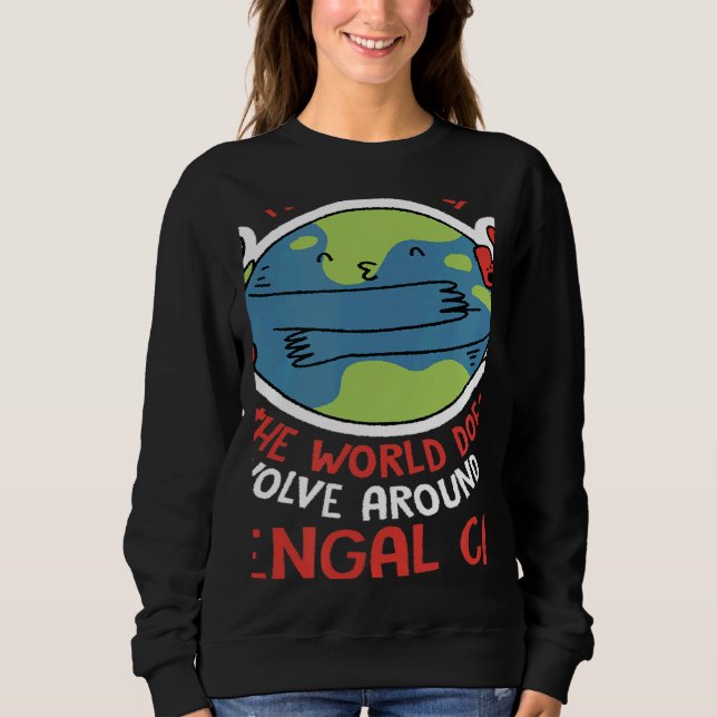 World Revolves Around My Bengal Cat Nature Cat T Shirt (Framsida)