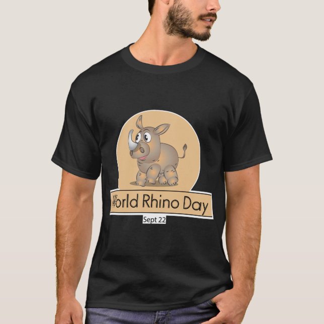 World Rhino Day-tecken T Shirt (Framsida)