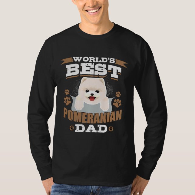 World S Best Pomeranian Dad Dog Owner T Shirt (Framsida)