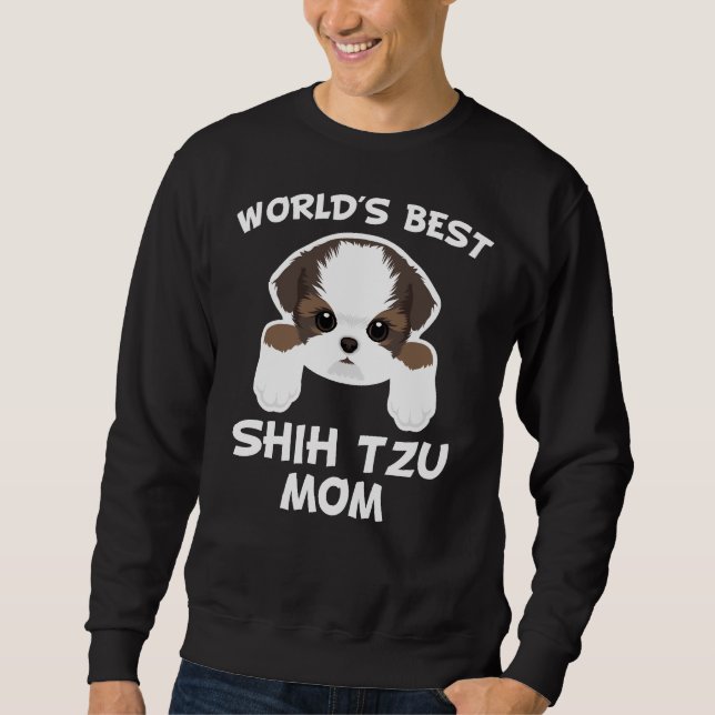 World S Best Shih Tzu Mamma Relaxed Passed Lång Ärmad Tröja (Framsida)