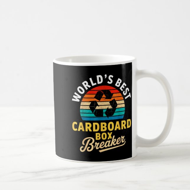 World’s Cardboard Box Breaker Funny Recycling Hero Kaffemugg (Höger)