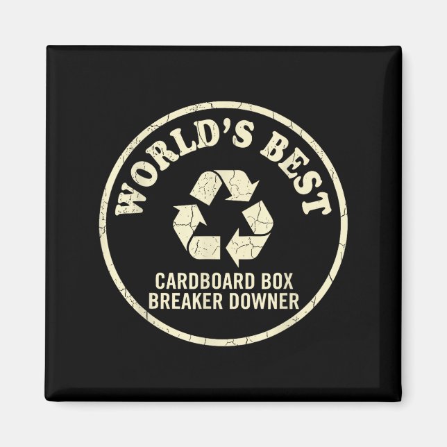 World’s Cardboard Box Breaker Funny Recycling Hero Magnet (Framsidan)