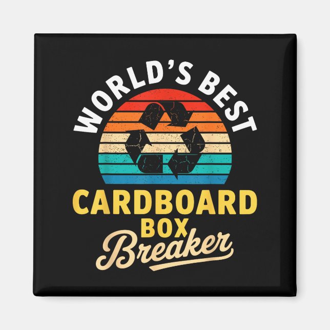 World’s Cardboard Box Breaker Funny Recycling Hero Magnet (Framsidan)