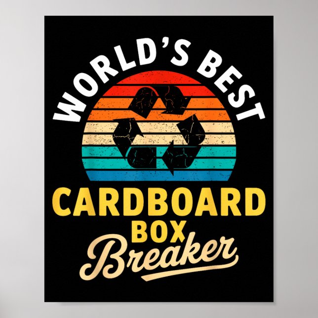 World’s Cardboard Box Breaker Funny Recycling Hero Poster (Framsidan)