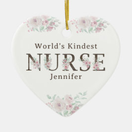 World’s Kindest Nurse Floral Christmas Julgransprydnad Keramik