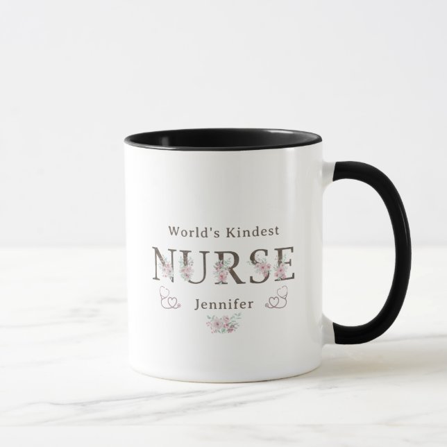 World’s Kindest  Nurse Floral Christmas Mugg (Höger)