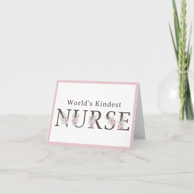World’s Kindest  Nurse Floral Christmas Tack Kort (Framsida)