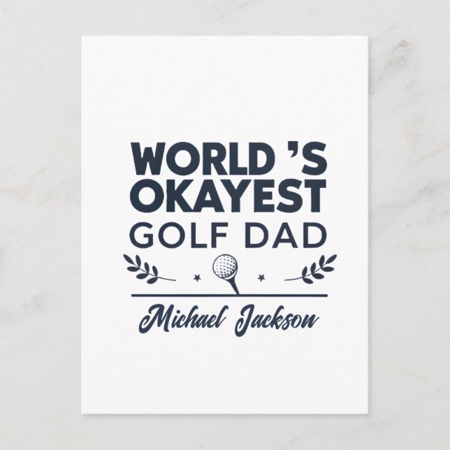 World’s Okayest Golf Dad Custom Name Design Vykort (Framsida)