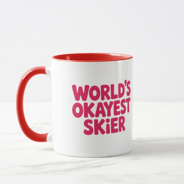 World’s Okayest Skier Funny Ski Mug Mugg (Vänster)