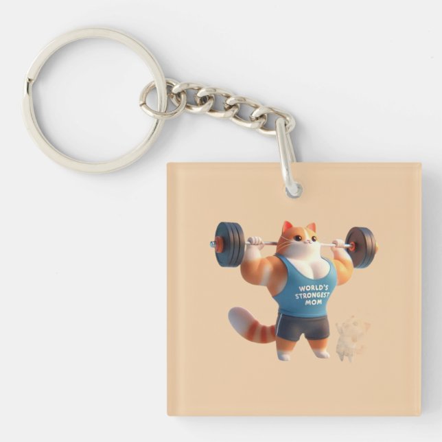 World’s Strongest Mom Cat Keychain (Framsidan)