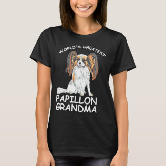 World S Underbarare Papillon Grandma Papillon Hund T Shirt