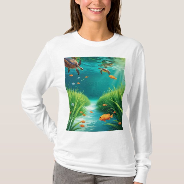 World Sea grass Day T Shirt (Framsida)
