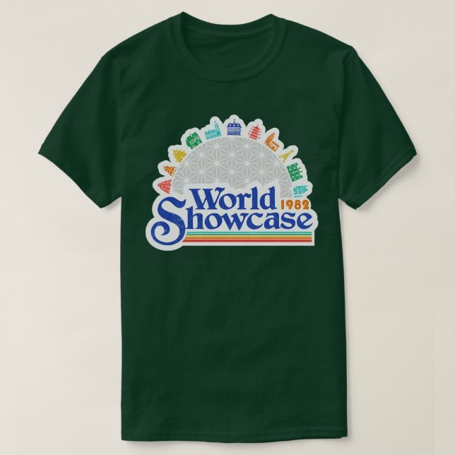 World Showcase retro stil Epcot-teckningar av Kell T Shirt (Design framsida)