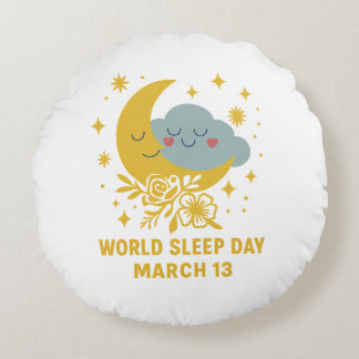 World Sleep Day – Rest in Style Round Pillow Rund Kudde