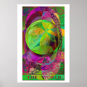 World Tarot Card Psychedelic Poster