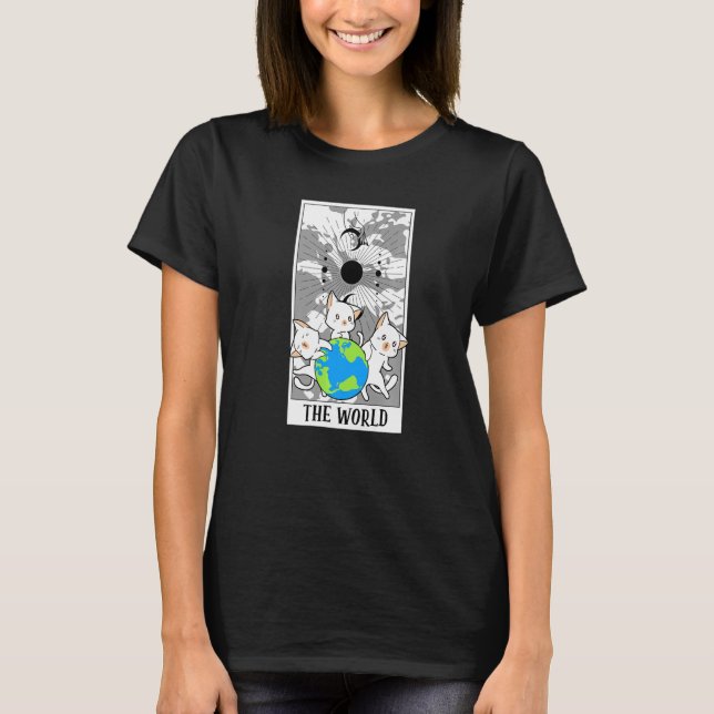 World Tarot Card - roligt Cat Tarot Card A Tarot T Shirt (Framsida)