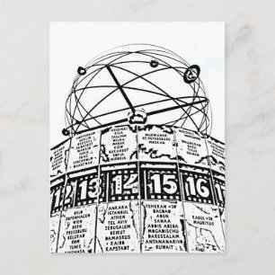 World Time Clock,Alexanderplatz,Berlin,Sketch(1) Vykort