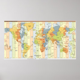 World Time Zones Poster