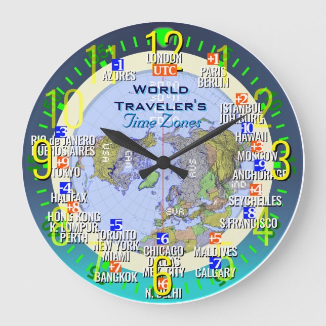 World Time Zones Stor Klocka (Framsida)