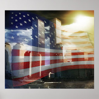 World Trade Center med Flagga Poster