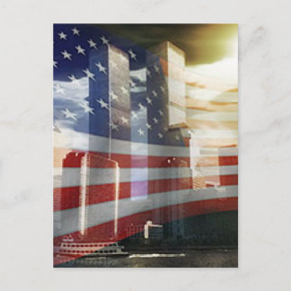 World Trade Center med Flagga Vykort