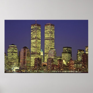 World Trade Center NYC i natt Poster