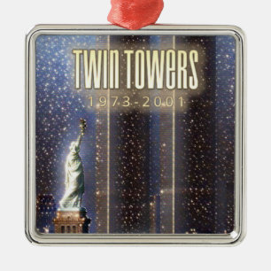 World Trade Center twin torn stilized Julgransprydnad Metall