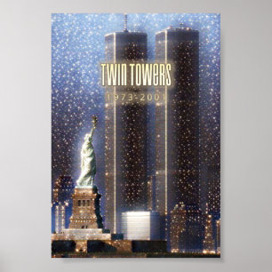 World Trade Center twin torn stilized Poster