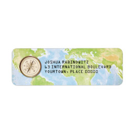 World Travel Compass Pub Bat mitzvah Returadress Etikett