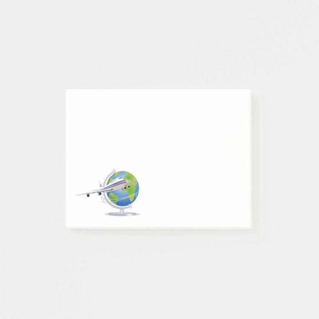 World Travel Flygplan och Globe Post-it Block (Framsida)