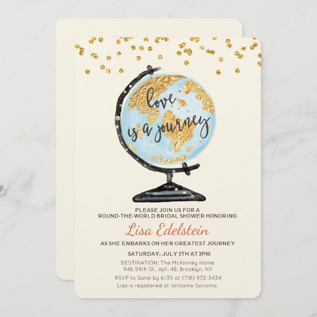 World Travel Inbjudningskort för möhippan (Fram/baksida)