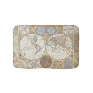 World Travel Karta Antique Vintage Badrumsmatta