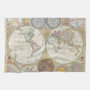 World Travel Karta Antique Vintage Kökshandduk