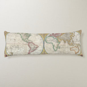 World Travel Karta Antique Vintage Kroppskudde