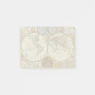 World Travel Karta Antique Vintage Post-it Block