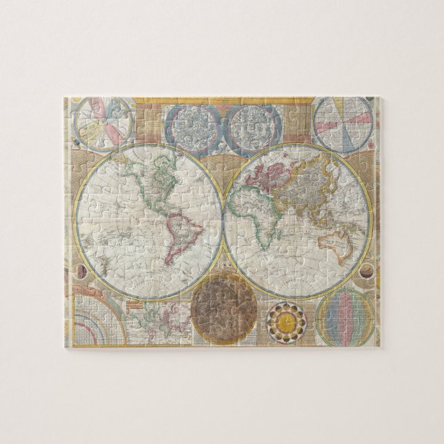 World Travel Karta Antique Vintage Pussel (Horisontell)