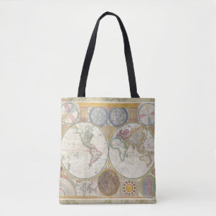 World Travel Karta Antique Vintage Tygkasse