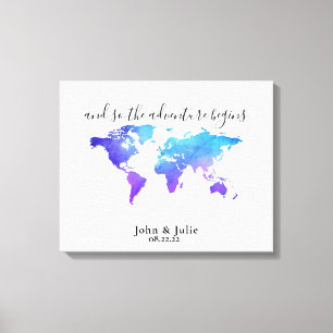 World Travel Karta Bröllop Guest Bok Canvas