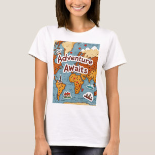 World Travel Karta med citat T Shirt