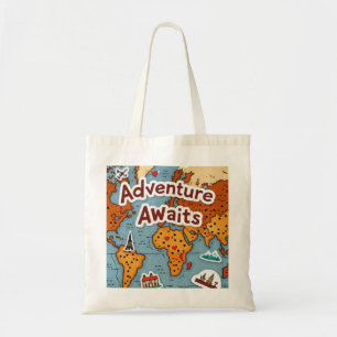 World Travel Karta med citat Tygkasse