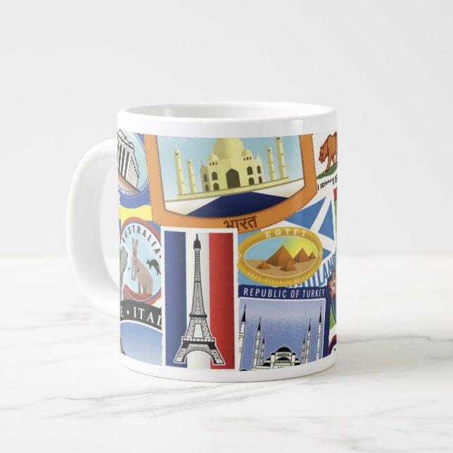 World Travel Mönster Jumbo Mugg (Framsida vänster)